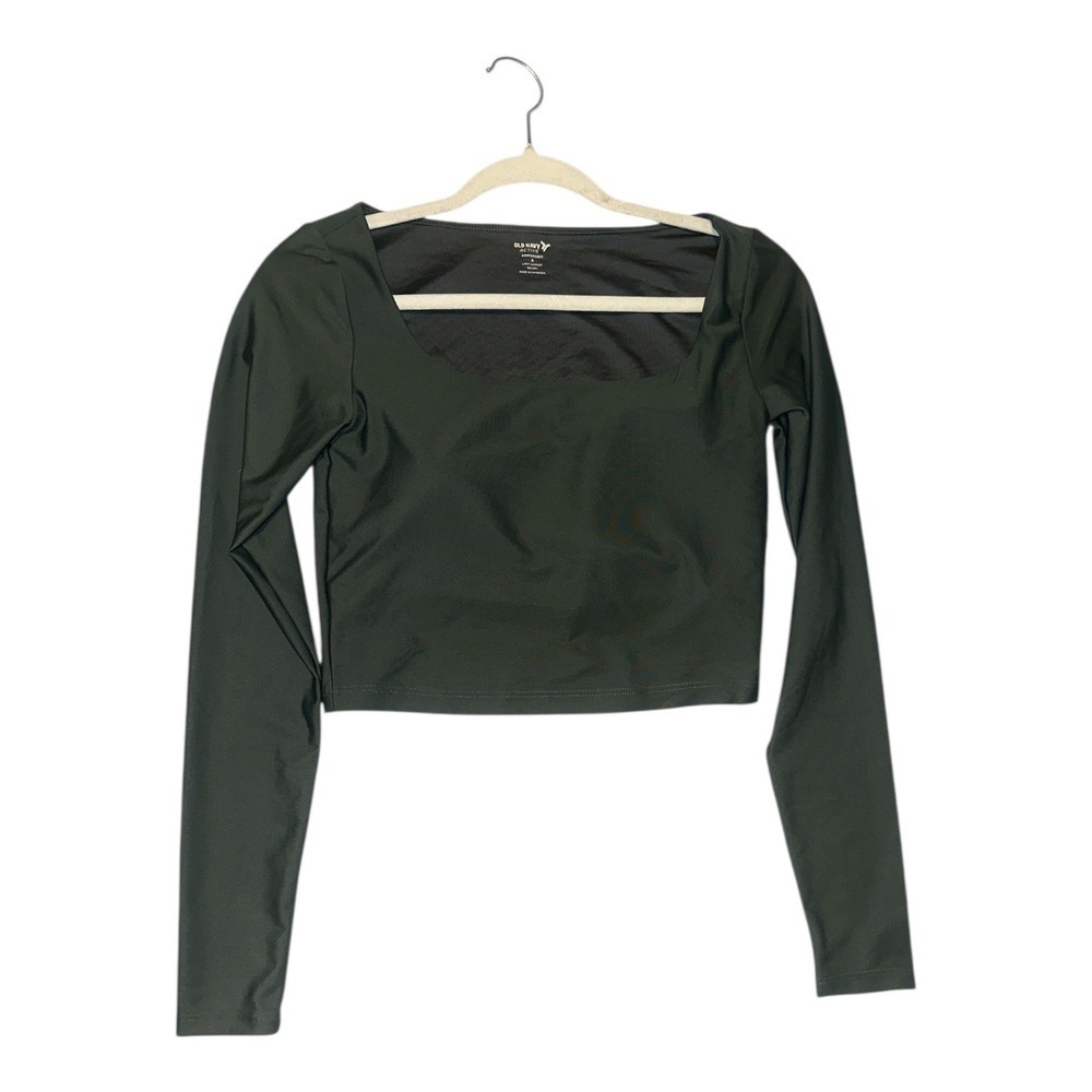 Old Navy Power Soft Green Long Sleeve Crop Top, Womens Small - Picture 2 of 7